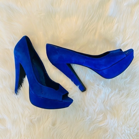 Aldo Shoes - Aldo electric blue chunky heel peep toe pump, Sz. 38